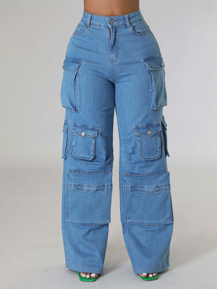 High Rise Cargo Jeans