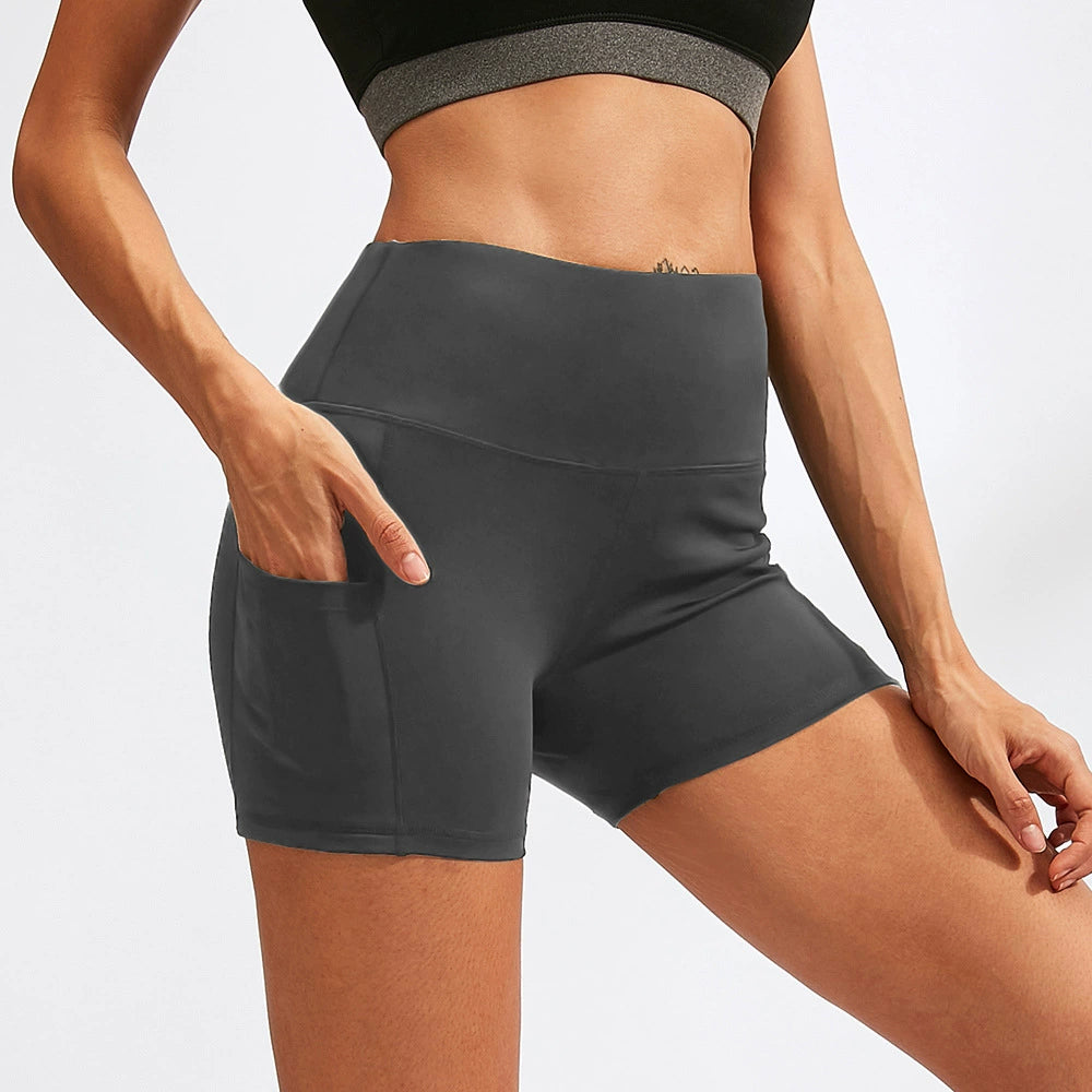 High waisted Three Quarter Pants with Pockets Yoga Running