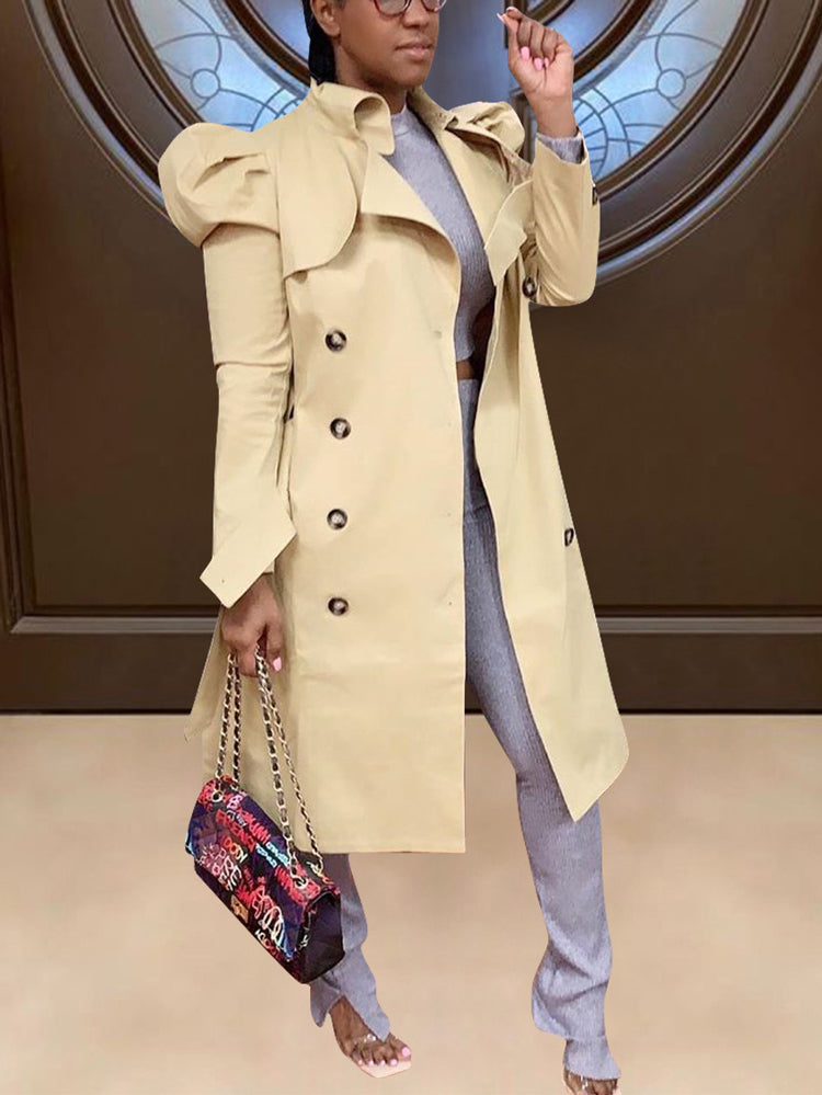 Lapel Collar Belted Trench Coat