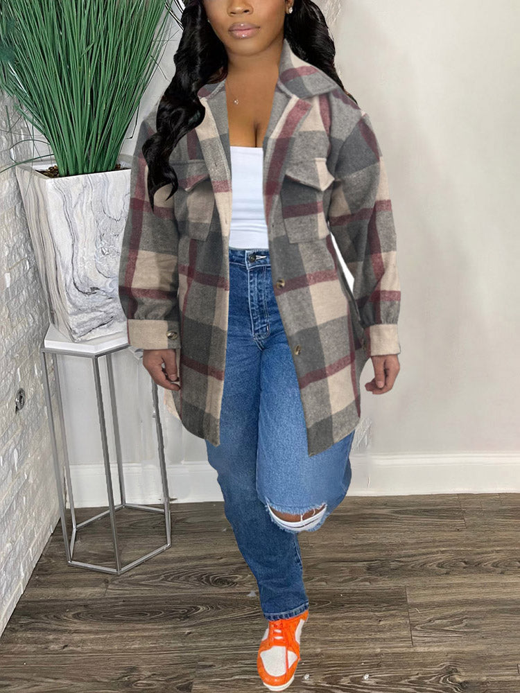 Plaid Loose-Fit Jacket