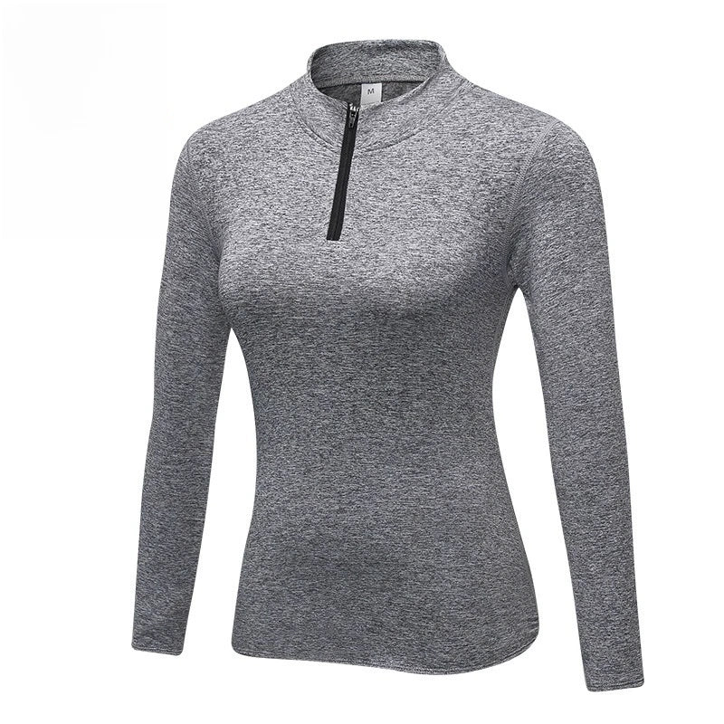 Padded Long Sleeve Stretch Tights Stand-Up Neck Athletic Sweatshirt