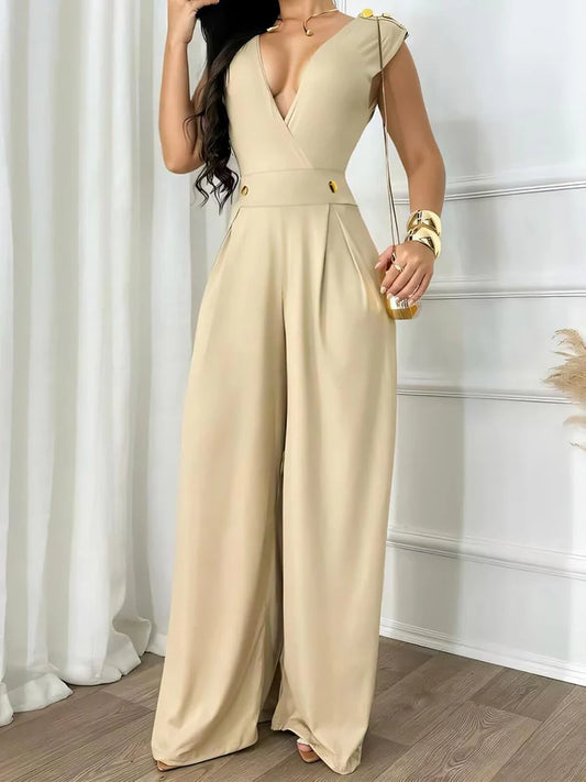 V Neck Sleeveless Jumpsuit