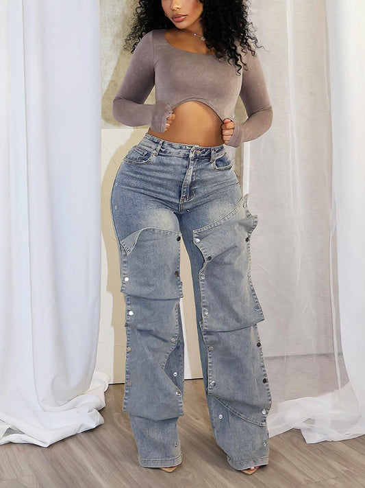 Snap Button Jeans