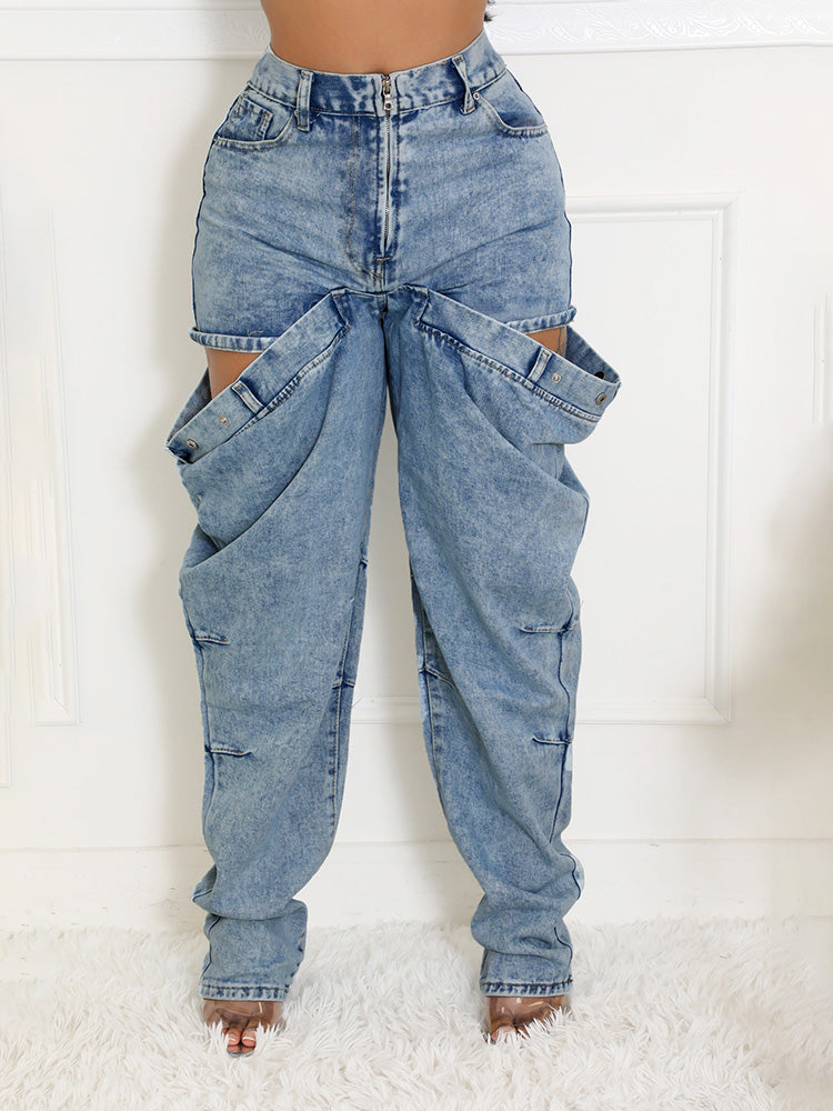 Cutout Side Denim Jeans