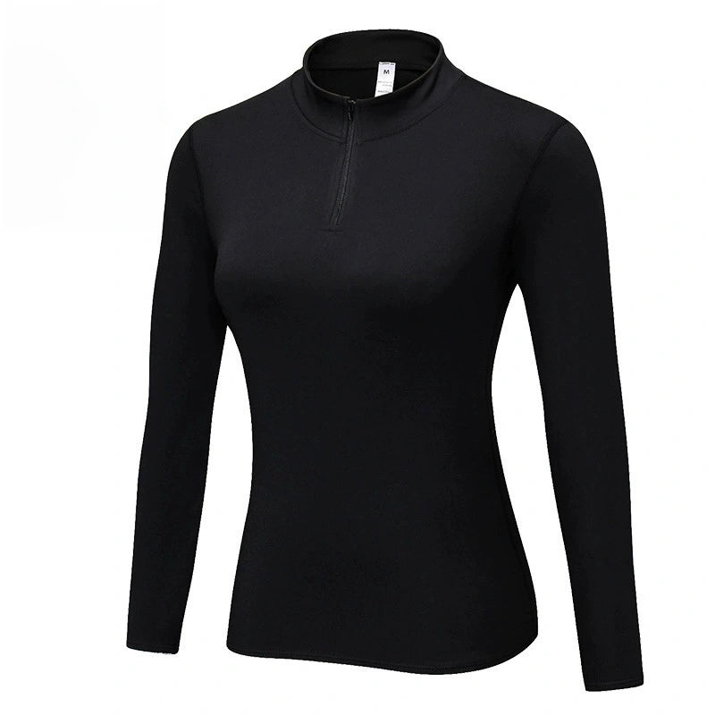 Padded Long Sleeve Stretch Tights Stand-Up Neck Athletic Sweatshirt