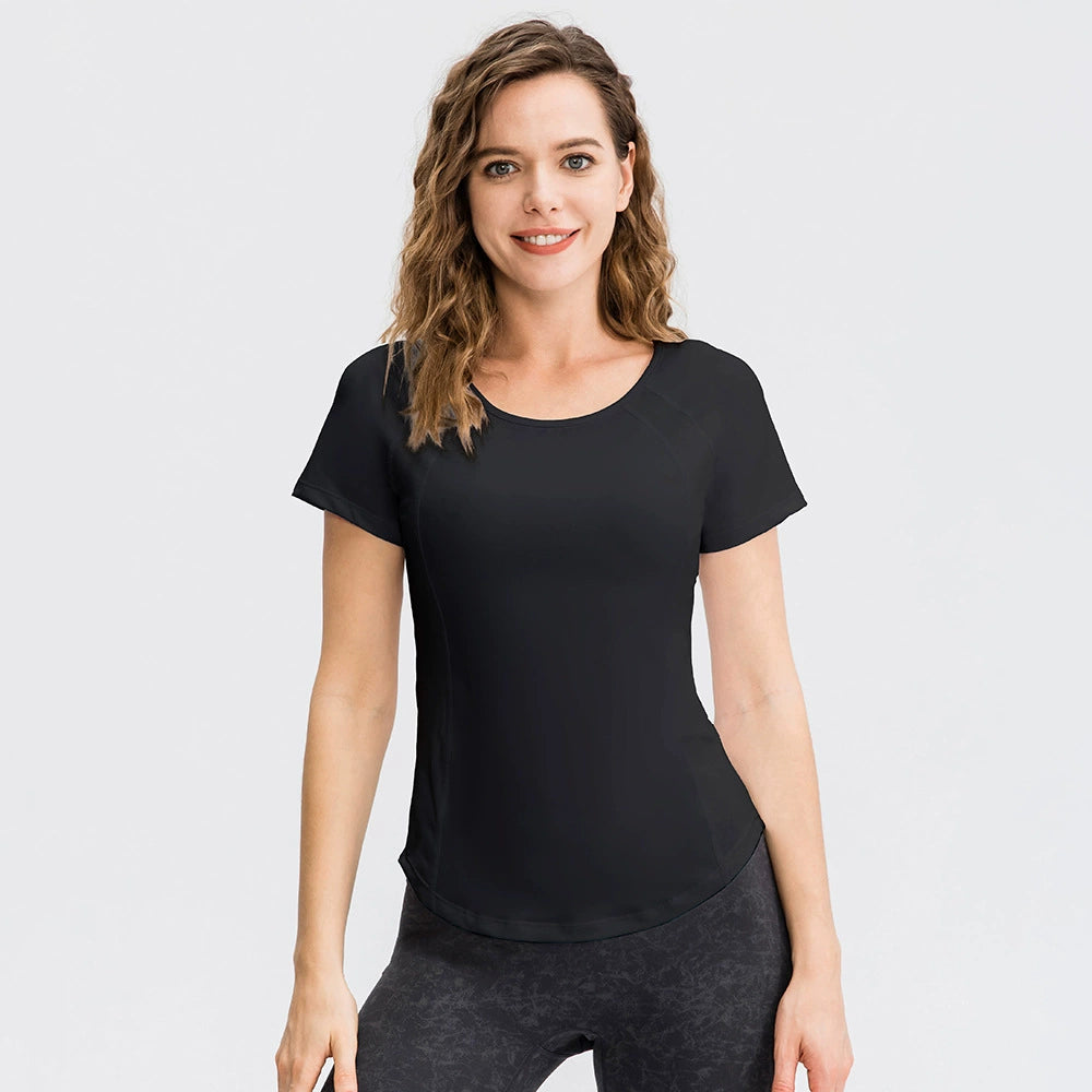 Yoga Short Sleeve Crew Neck Athletic T-Shirt