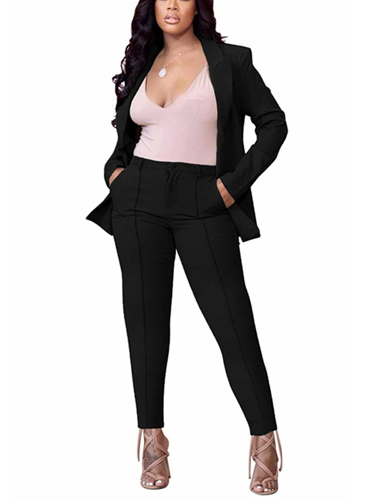 Lapel Collar Blazer Pants Set