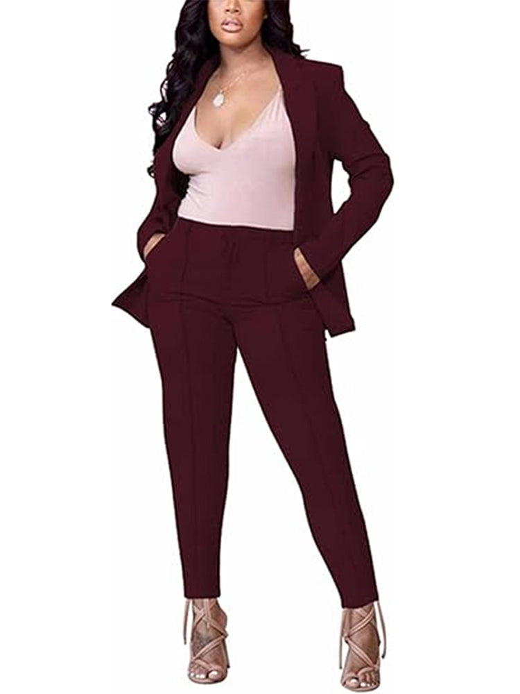 Lapel Collar Blazer Pants Set