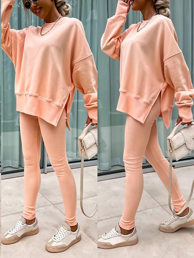 Split Sweatshirt Leggings Set