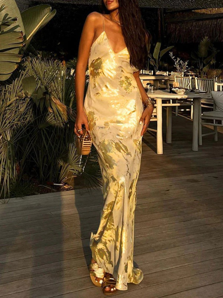 Camisole Gold Maxi Dress