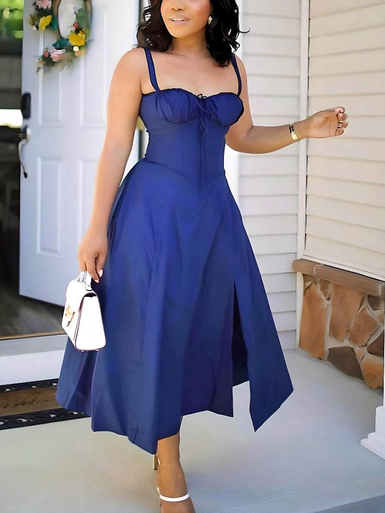 Sleeveless Bustier Slit Sundress