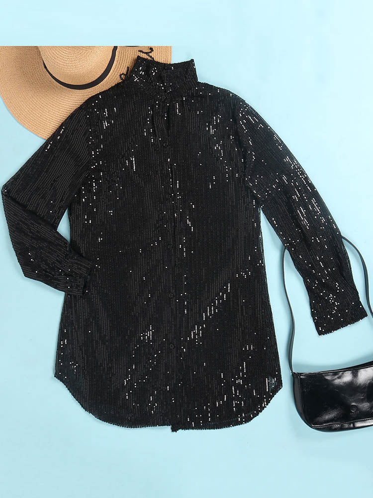 Sequin Shirt Mini Dress