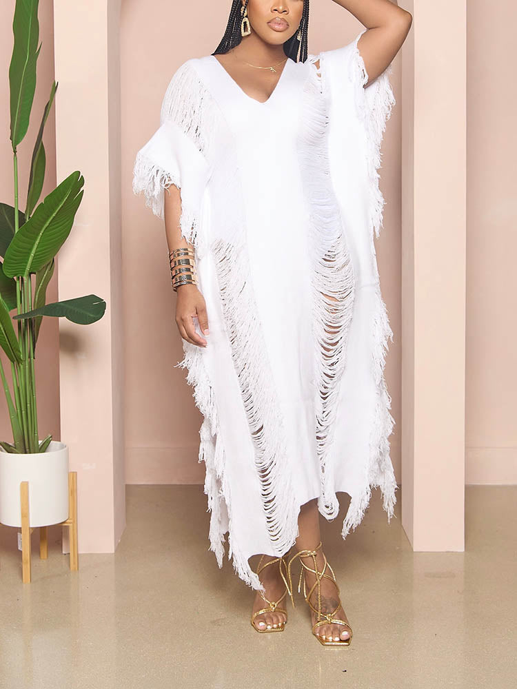 Knitted Fringe Beach Dress