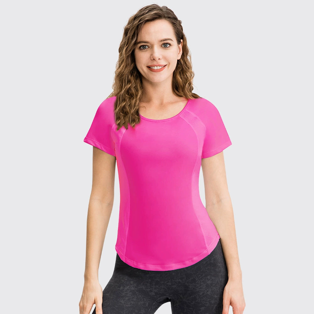 Yoga Short Sleeve Crew Neck Athletic T-Shirt