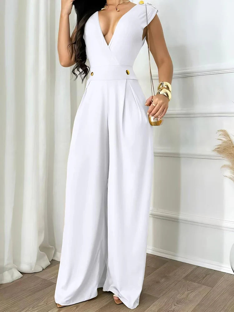 V Neck Sleeveless Jumpsuit