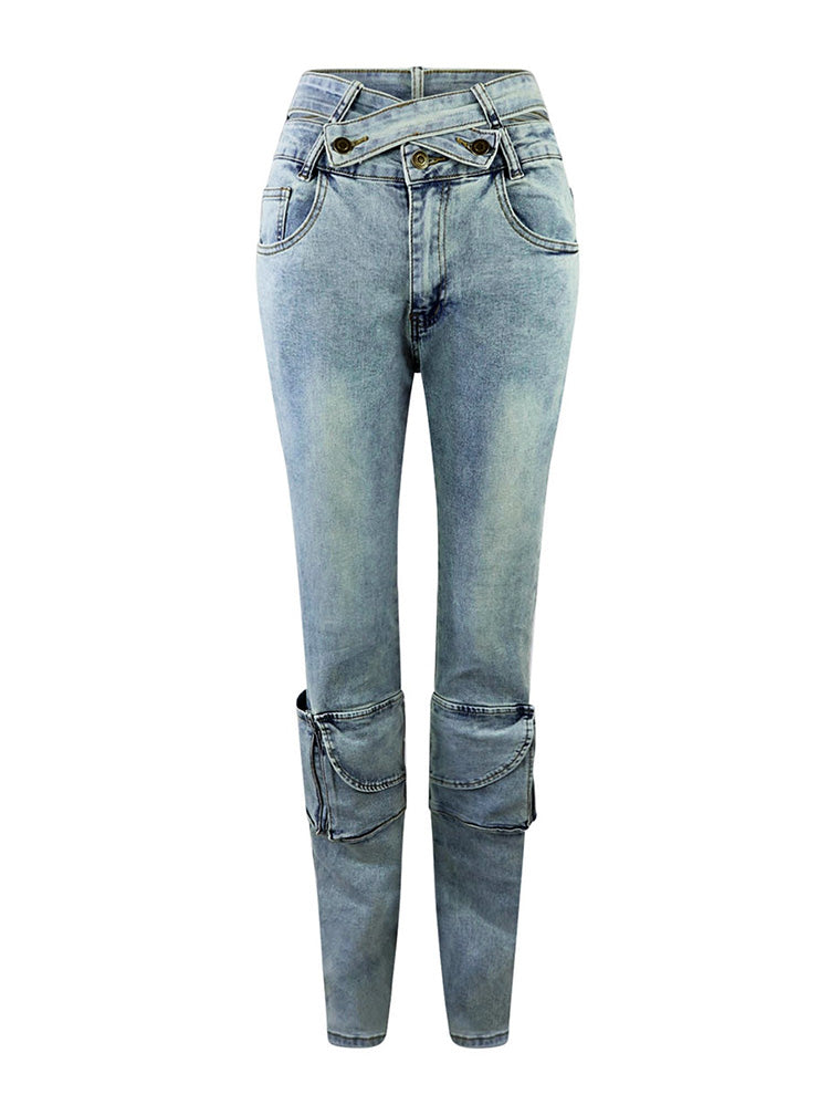 Cutout Waist Denim Jeans